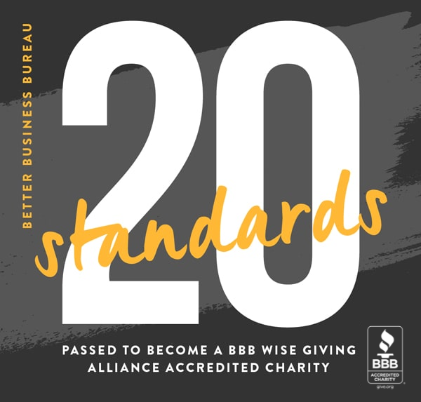 20 standards passed to become a BBB Wise Giving Alliance accredited organization