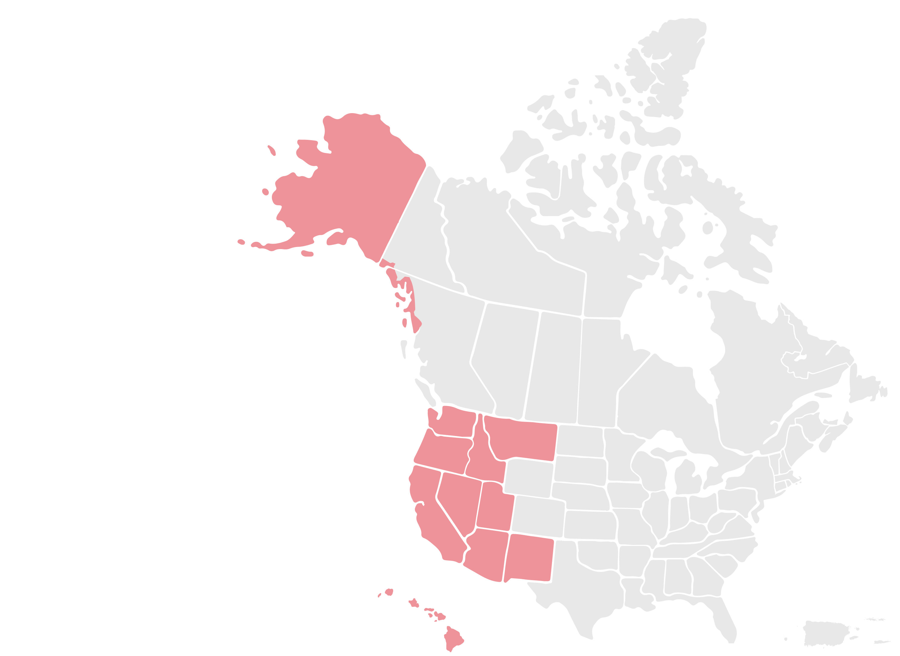 AK, AZ, CA, HI, ID, MT, NV, NM, OR, UT, and WA