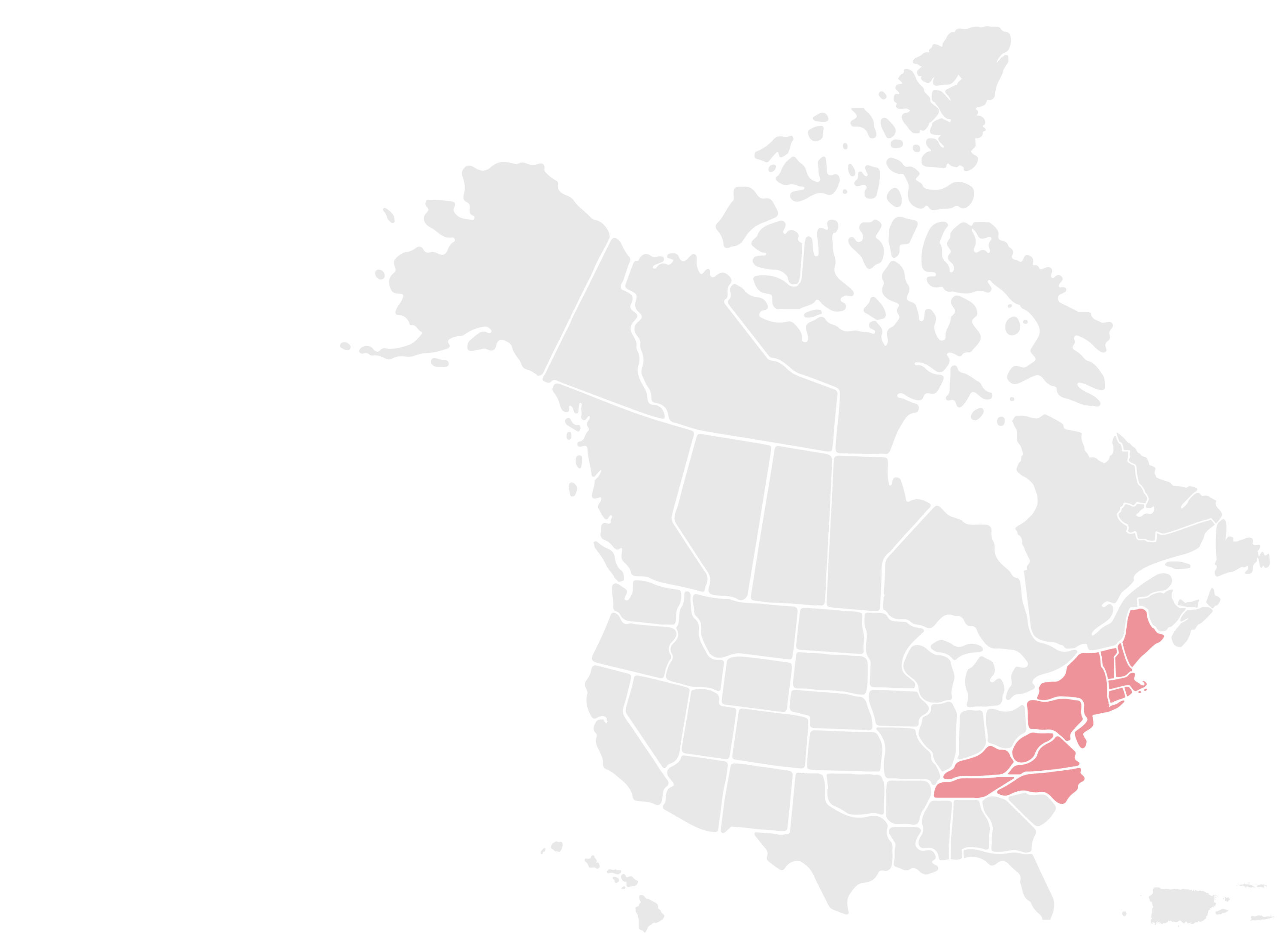 Map of US - Northeast Region