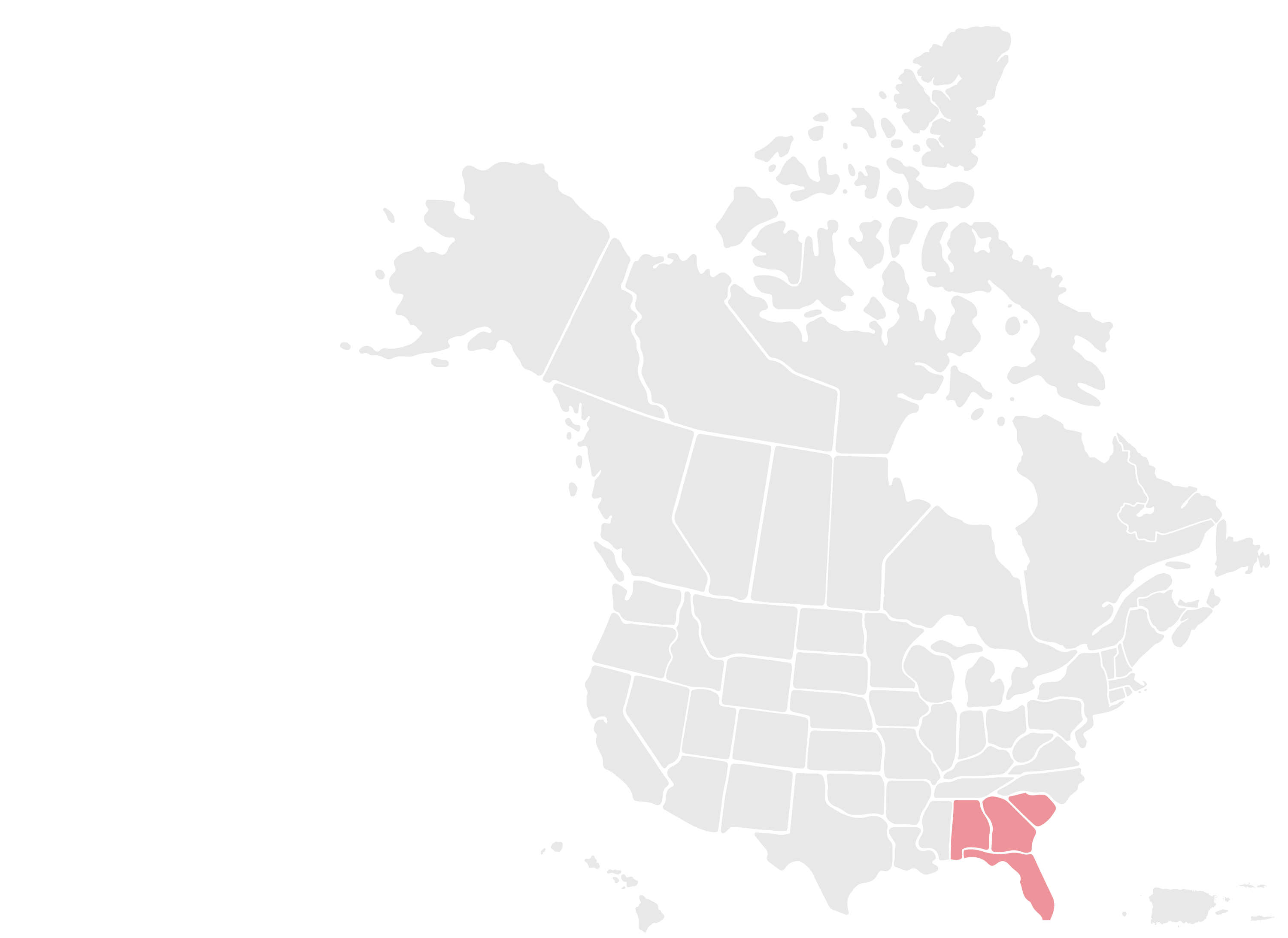 Map of US - Southeast Region