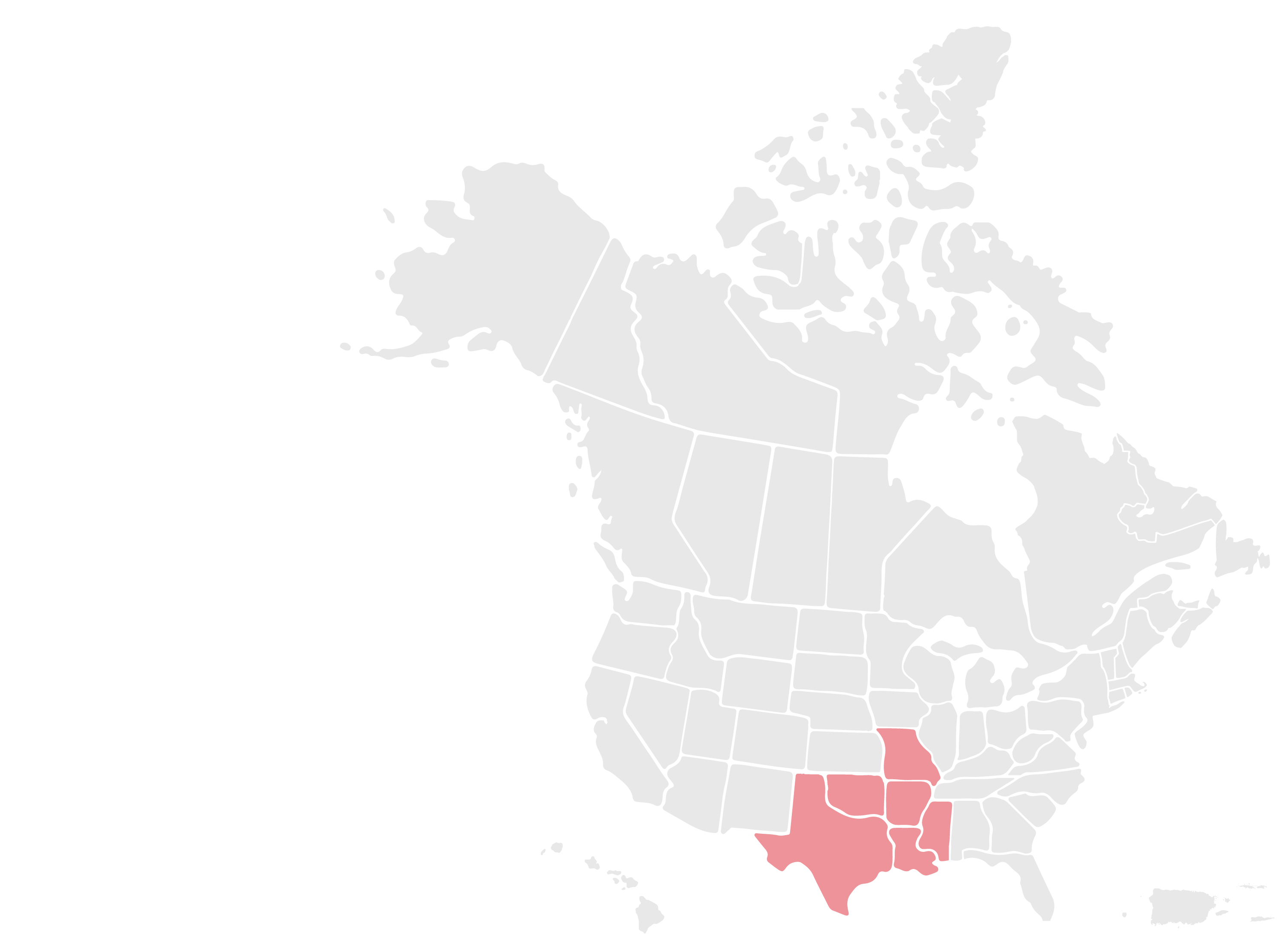 Map of US - South Region