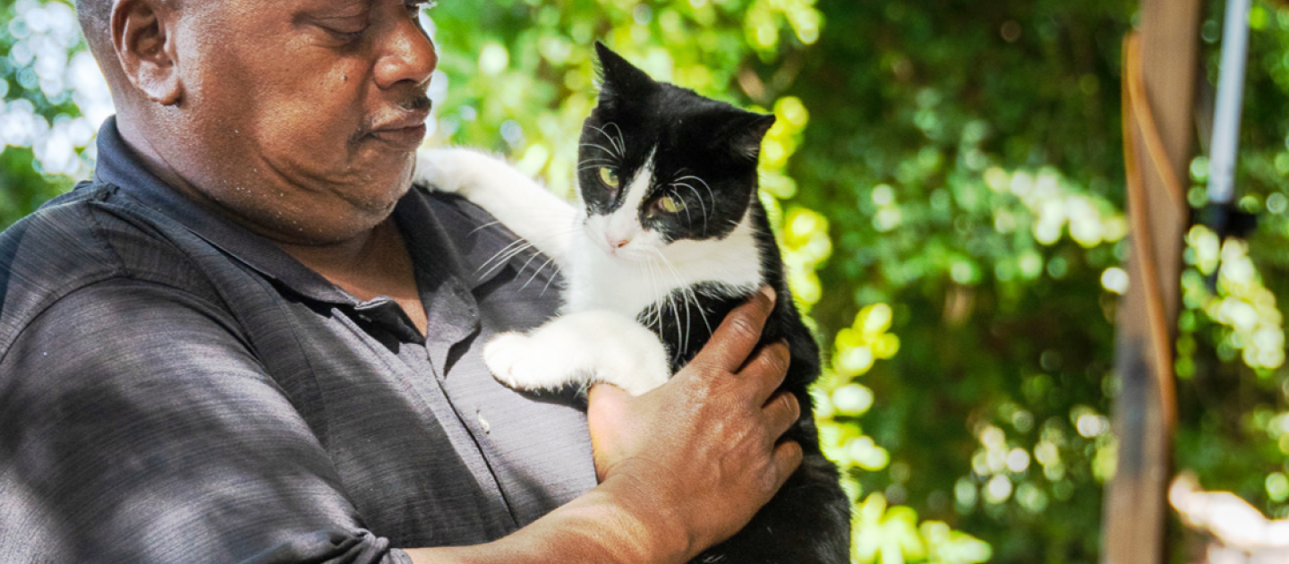 Pet parent Michael and Kitty the cat